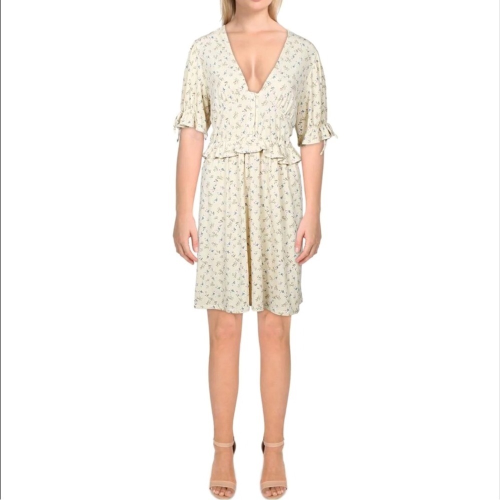 BCBG GENERATION Yellow Floral Dress Size Large NWT